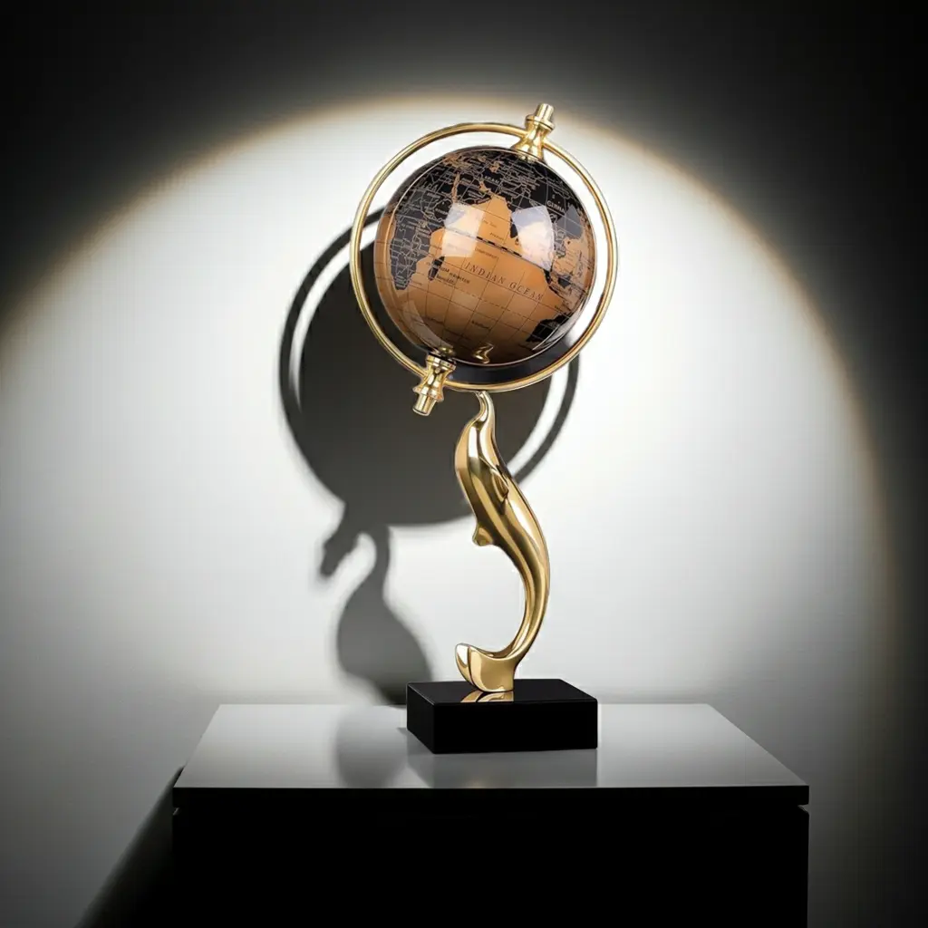 Luxury Brass Globe with Dolphin Stand